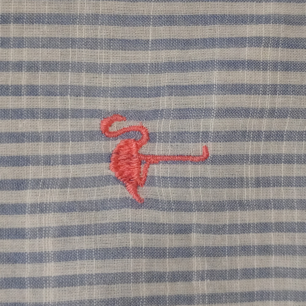 🦩Crown & Ivy🦩 - Blue/White Stripe Embroidered Flamingo Kimono Style Top - Picture 5 of 14